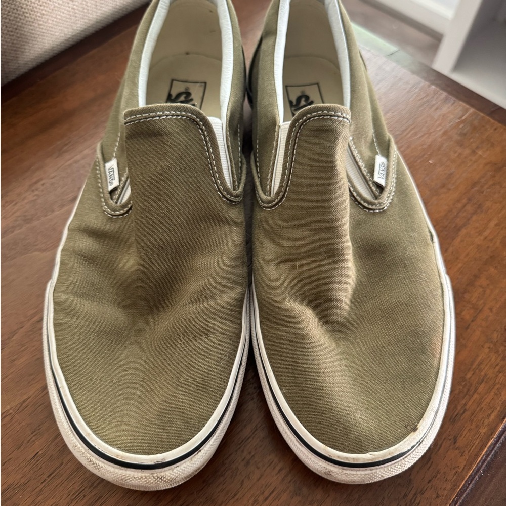 Vans Men's Olive Slip-On Sneakers - Picture 3 of 6